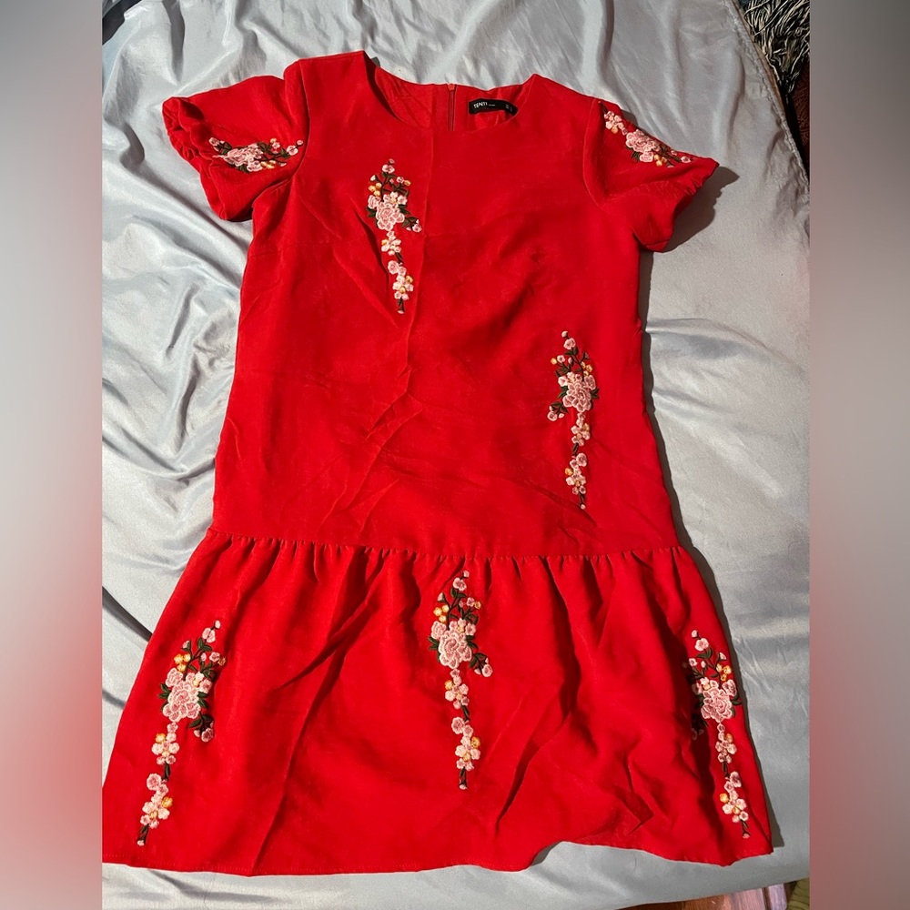 💕red floral dress size XS 💕
